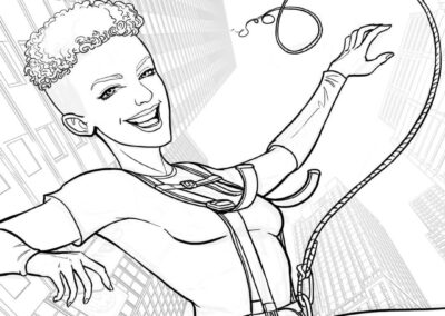 Illustration of Petra (B&W) in: '50 Amazing Swiss Women: True Stories You Should Know About'